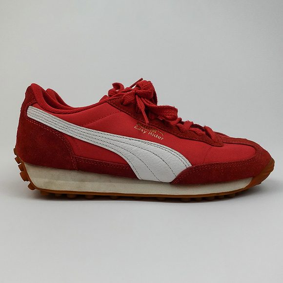 Puma Red White Foam Gum Sole Suede Nylon Easy Rider Vintage Sneakers - 8 - Picture 10 of 11